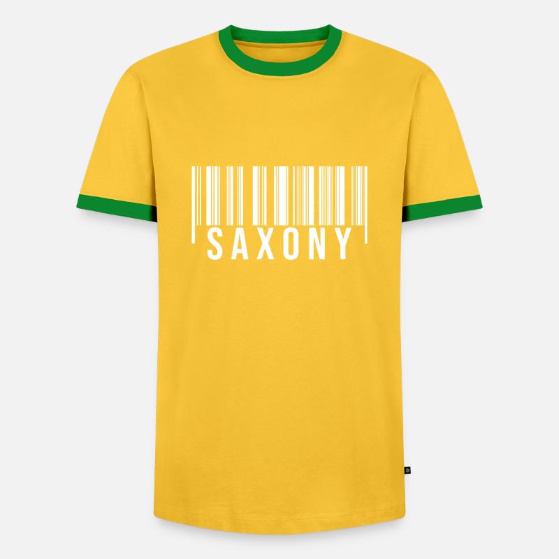 Saxony Barcode - Men's Ringer Shirt - yellow/green