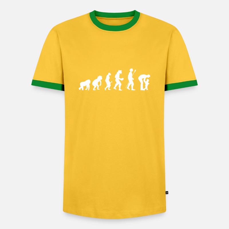 Papa Evolution - Männer Kontrast-T-Shirt - Gelb/Grün 