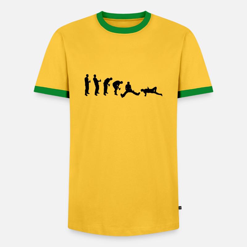 Drunk evolution - Männer Kontrast-T-Shirt - Gelb/Grün