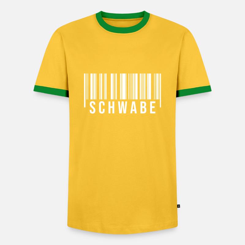 Schwabe Strichcode - Männer Kontrast-T-Shirt - Gelb/Grün 