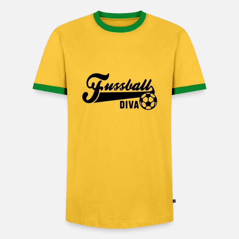 Fussball DIVA - Men's Ringer Shirt - yellow/green 
