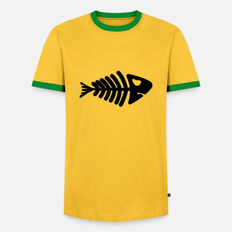 fish skeleton bone tail - Männer Kontrast-T-Shirt - Gelb/Grün 