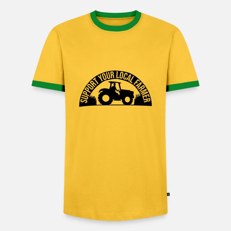 Fields Farmer Support - Men's Ringer Shirt - yellow/green 