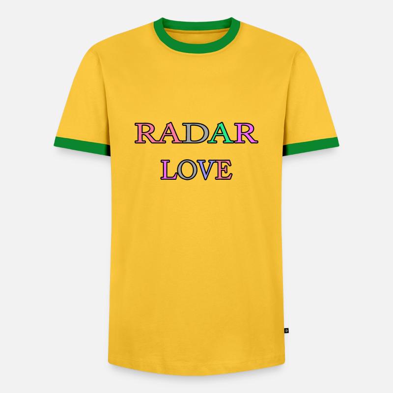 Radar Liebe - Männer Kontrast-T-Shirt - Gelb/Grün 