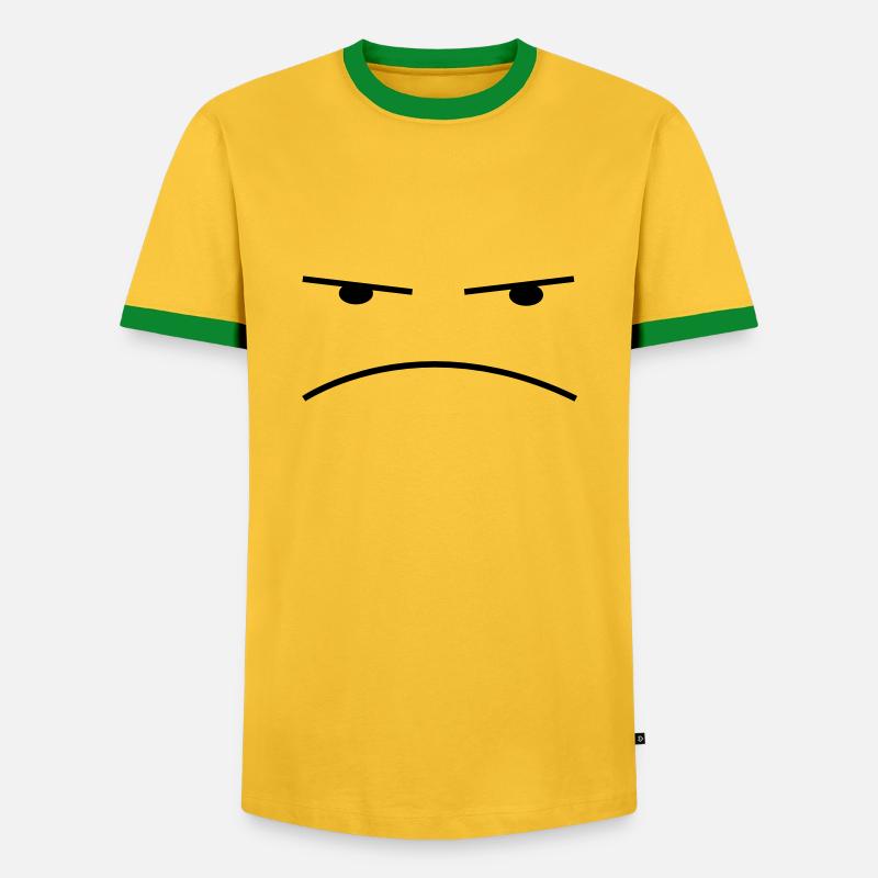 Smiley Sauer - Männer Kontrast-T-Shirt - Gelb/Grün 