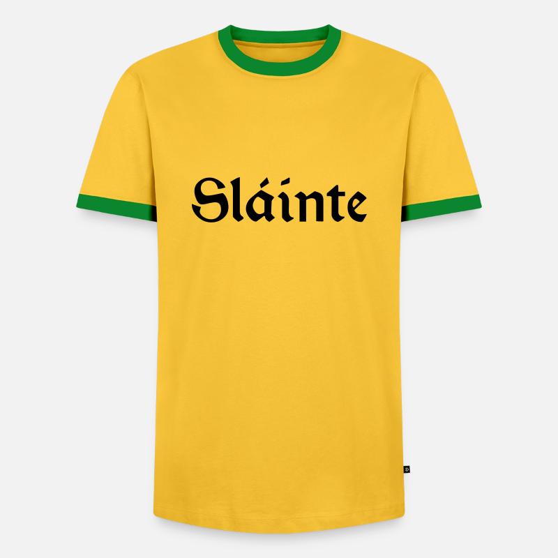 Slainte text de - Männer Kontrast-T-Shirt - Gelb/Grün 