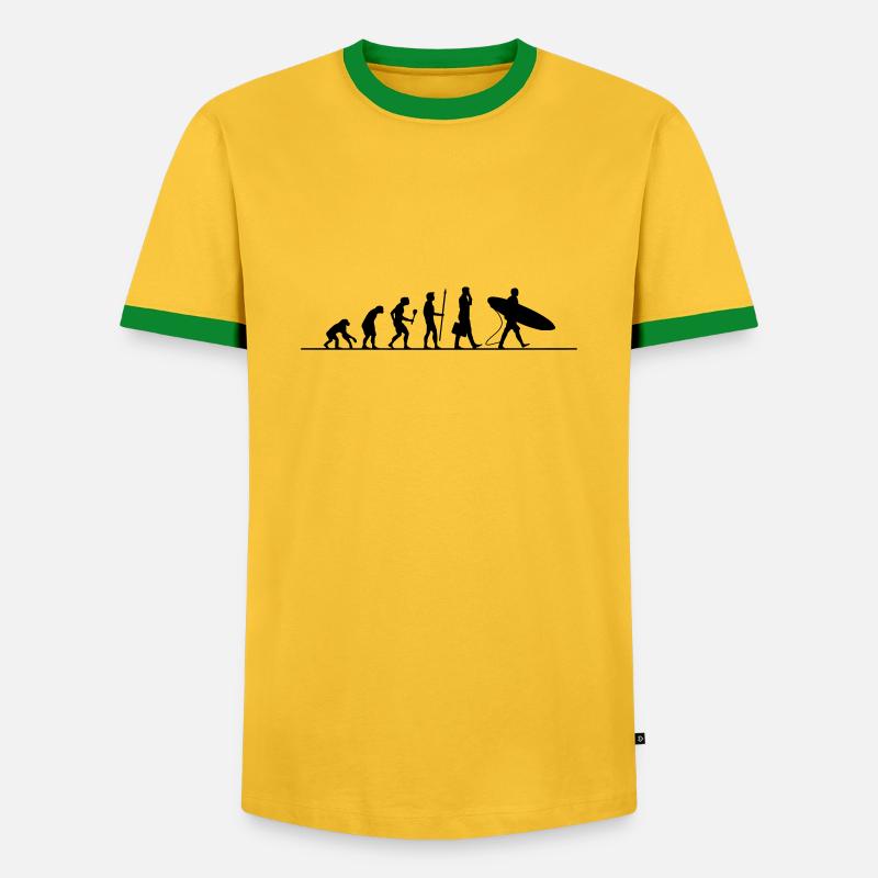 Evolution Surfen - Männer Kontrast-T-Shirt - Gelb/Grün