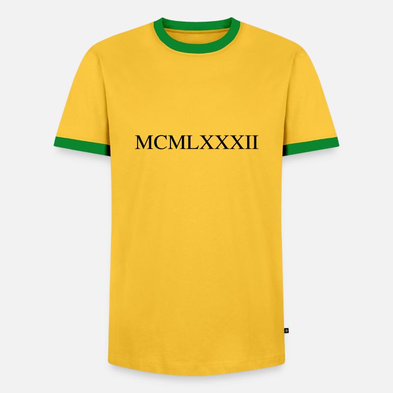 1982 - Männer Kontrast-T-Shirt - Gelb/Grün 