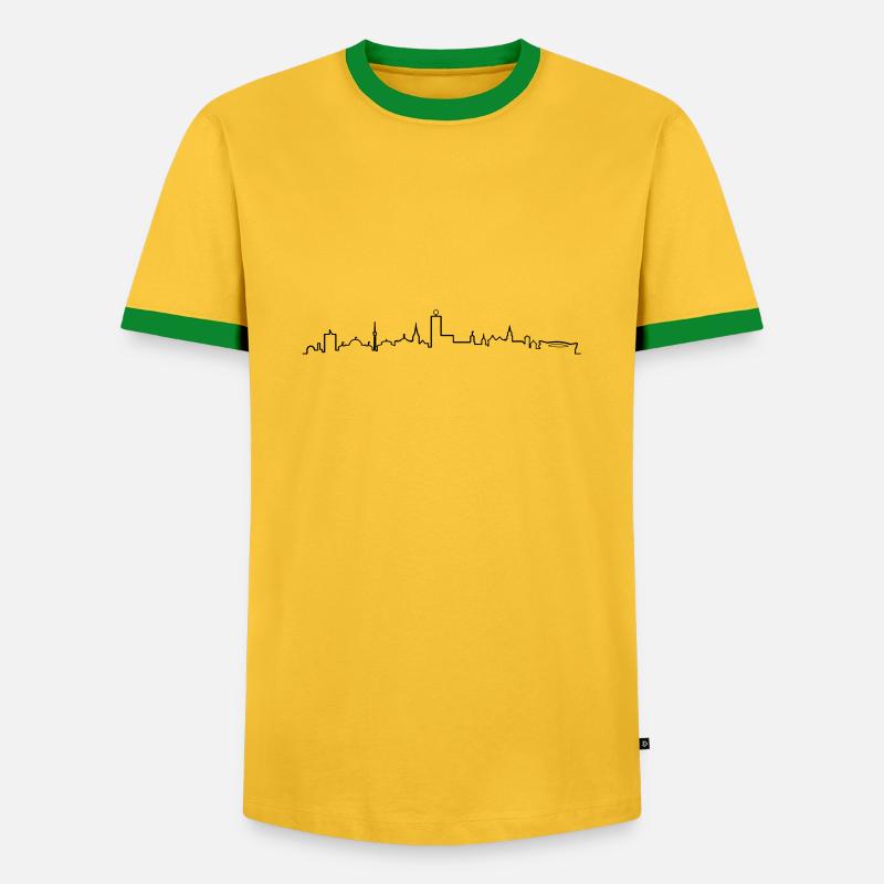 Skyline Stuttgart - Männer Kontrast-T-Shirt - Gelb/Grün