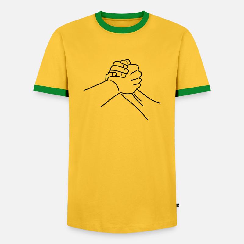 Handschlag - Männer Kontrast-T-Shirt - Gelb/Grün 