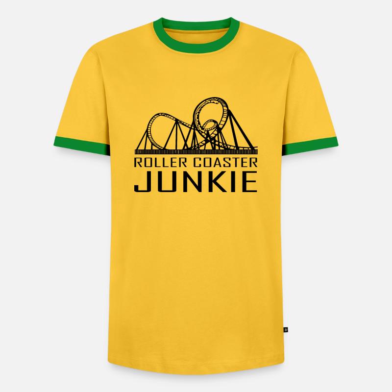 Rollercoaster Achterbahn - Männer Kontrast-T-Shirt - Gelb/Grün 