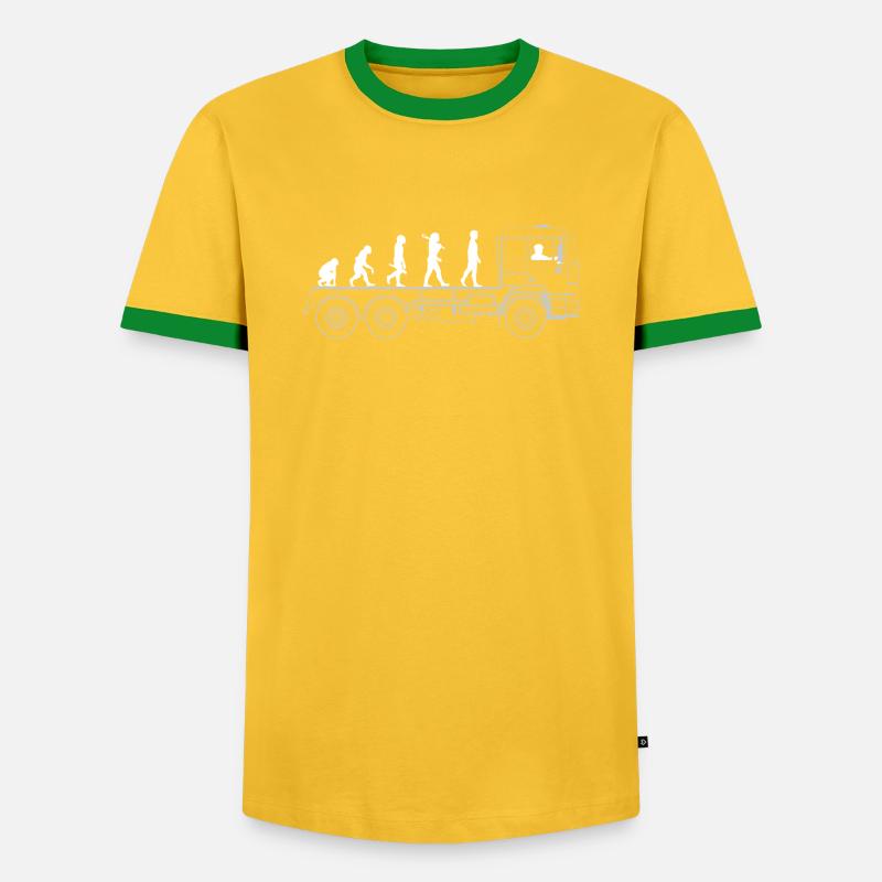 LKW Evolution - Männer Kontrast-T-Shirt - Gelb/Grün