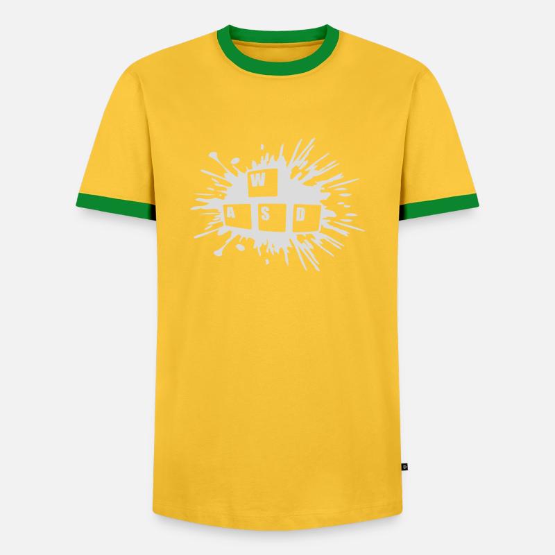 PC Computer WASD Keyboard - Men's Ringer Shirt - yellow/green