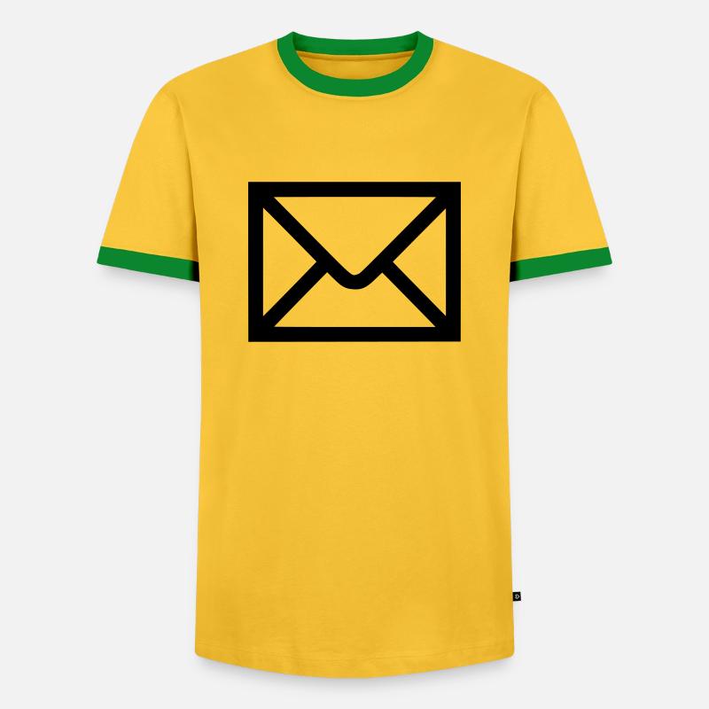 Brief - Post - Email - Männer Kontrast-T-Shirt - Gelb/Grün 
