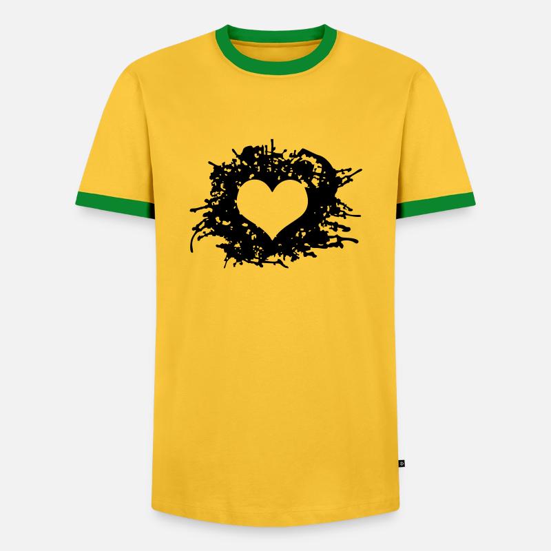 Herz Splatter - Männer Kontrast-T-Shirt - Gelb/Grün 