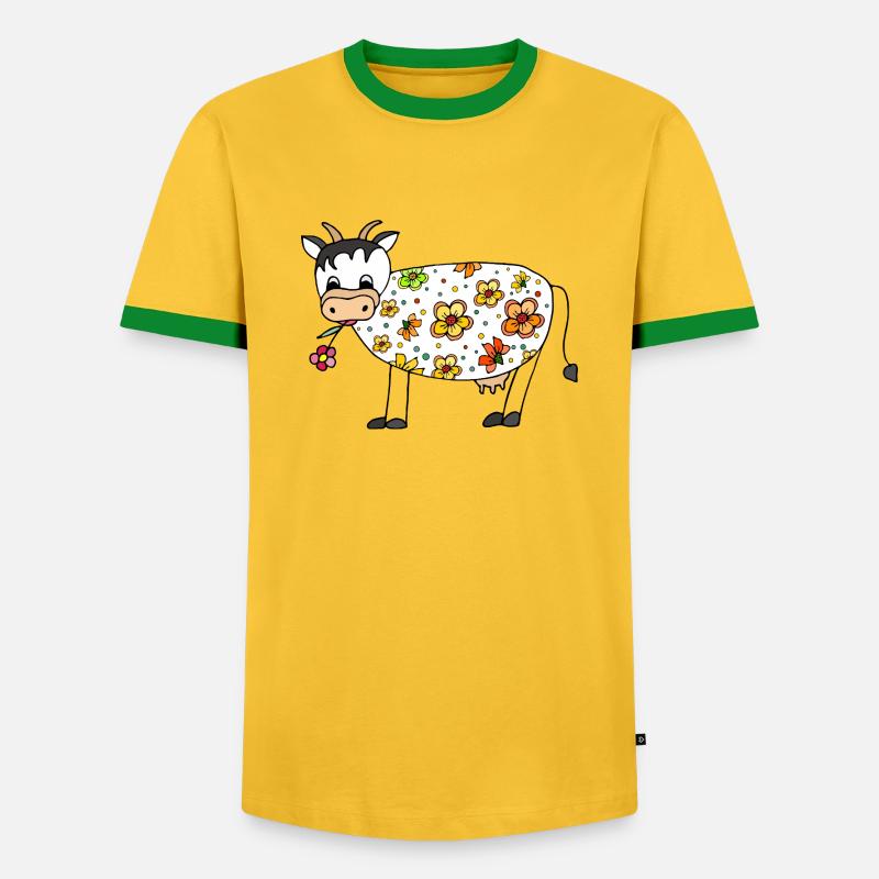 Vache - T-shirt contrasté Homme - jaune/vert 