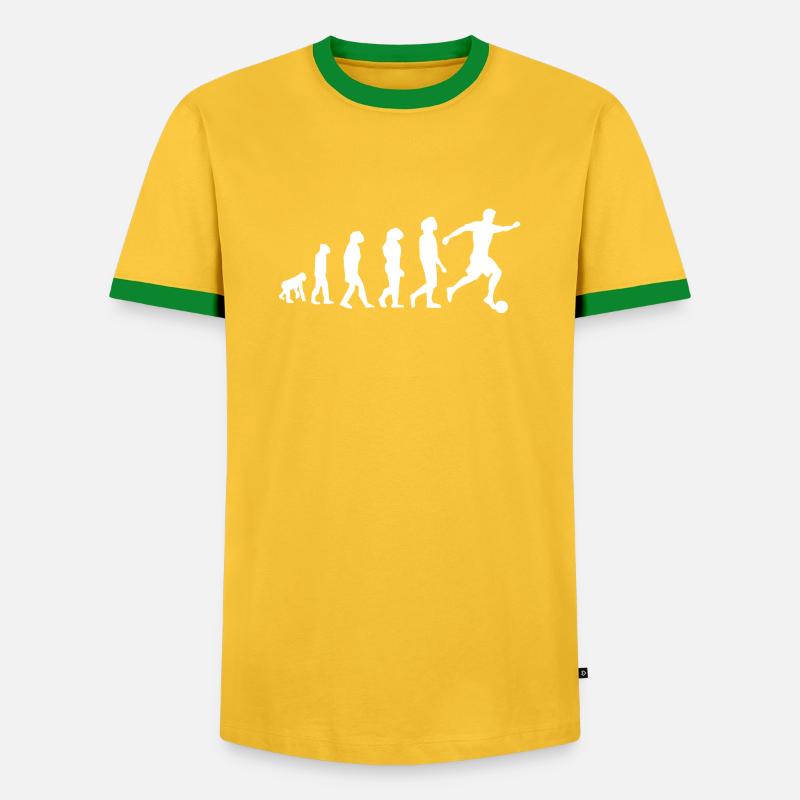 Fussball Evolution - Männer Kontrast-T-Shirt - Gelb/Grün 