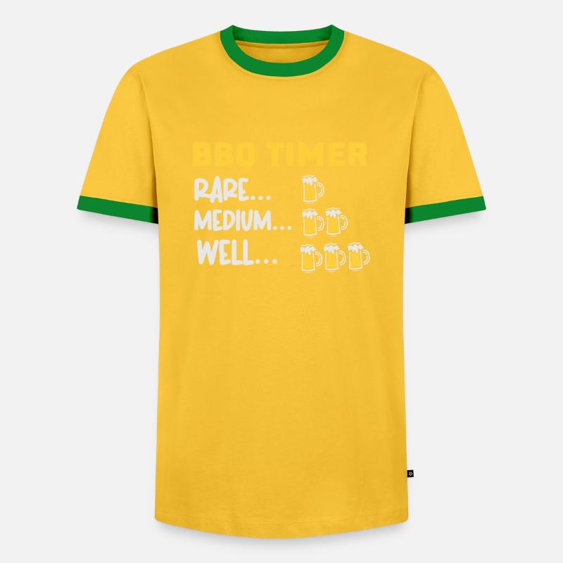BBQ Timer - Männer Kontrast-T-Shirt - Gelb/Grün