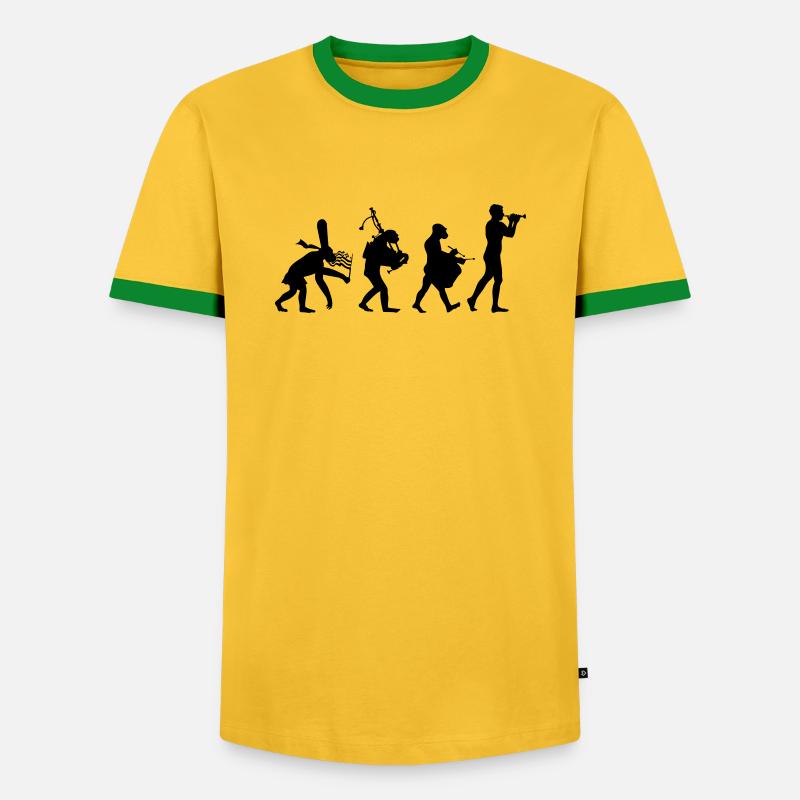 évolution bombarde 2 bagad - T-shirt contrasté Homme - jaune/vert 