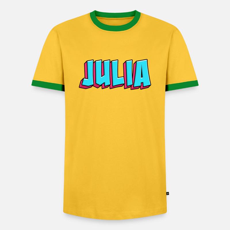 Name Image: Julia - Men's Ringer Shirt - yellow/green