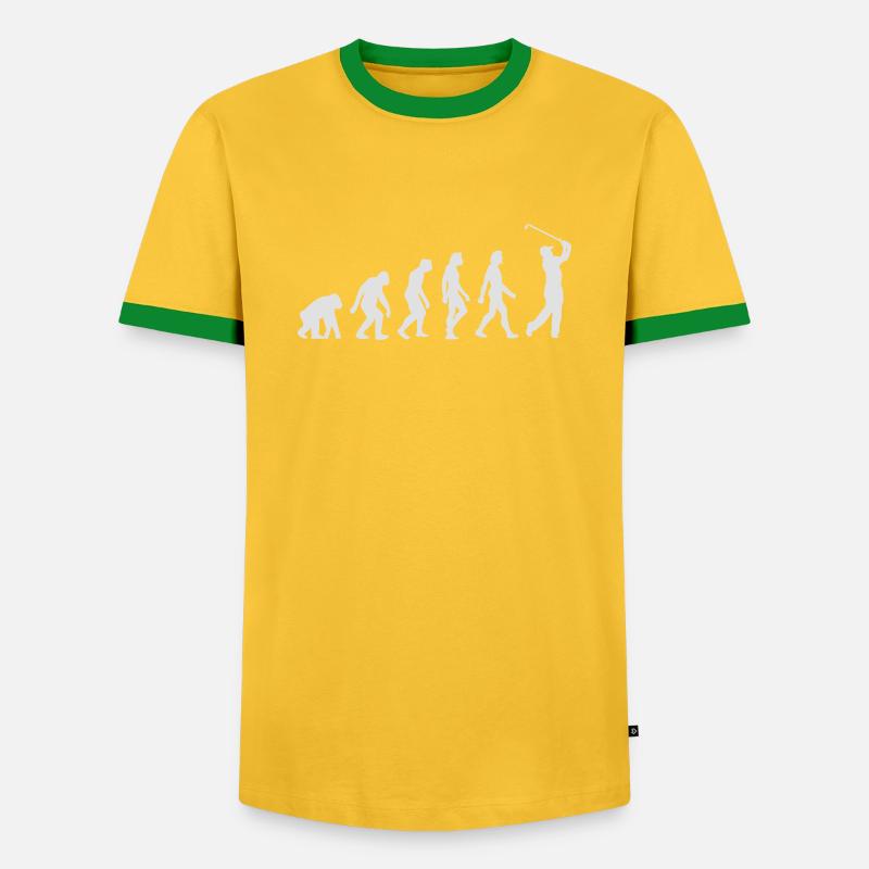 Die Evolution des Golfs - Männer Kontrast-T-Shirt - Gelb/Grün 