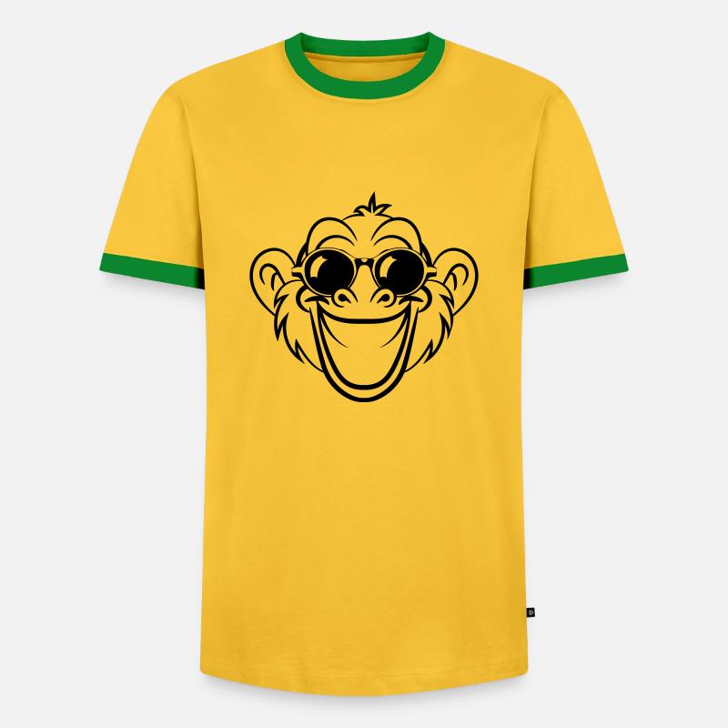 monkey laugh face - Men's Ringer Shirt - yellow/green