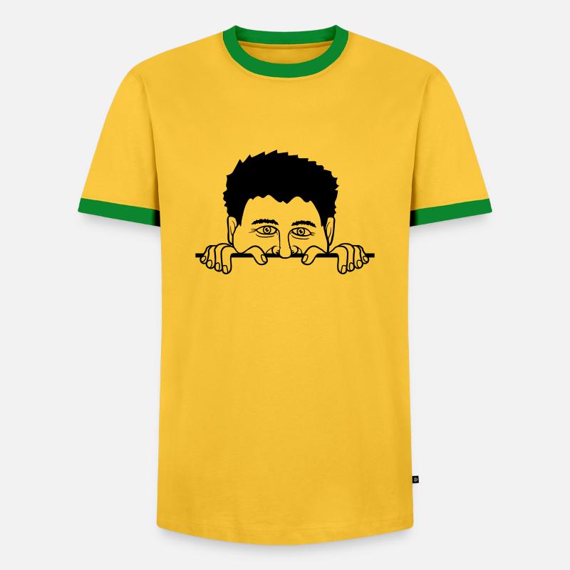 Hinter Mauer Mann - Männer Kontrast-T-Shirt - Gelb/Grün 