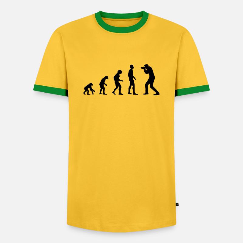 Evolution photographer - Men's Ringer Shirt - yellow/green