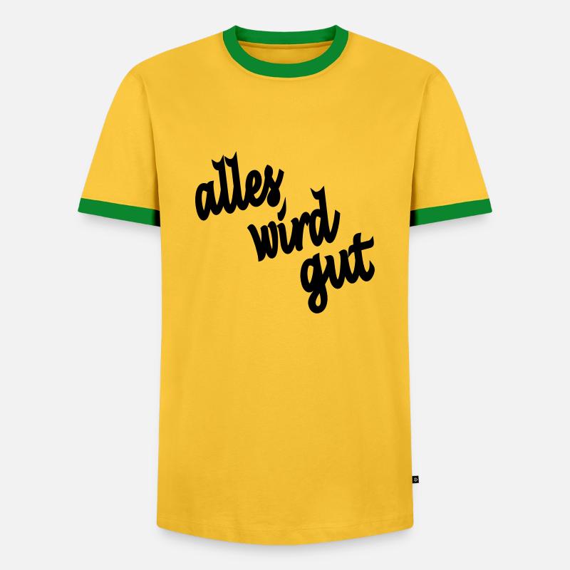 alles wird gut - Männer Kontrast-T-Shirt - Gelb/Grün 