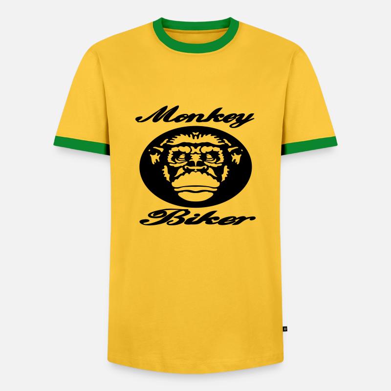 Monkey Biker - Men's Ringer Shirt - yellow/green
