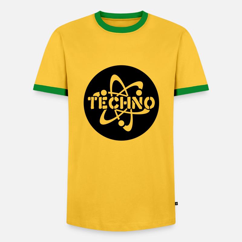 Techno__V005 - Männer Kontrast-T-Shirt - Gelb/Grün 