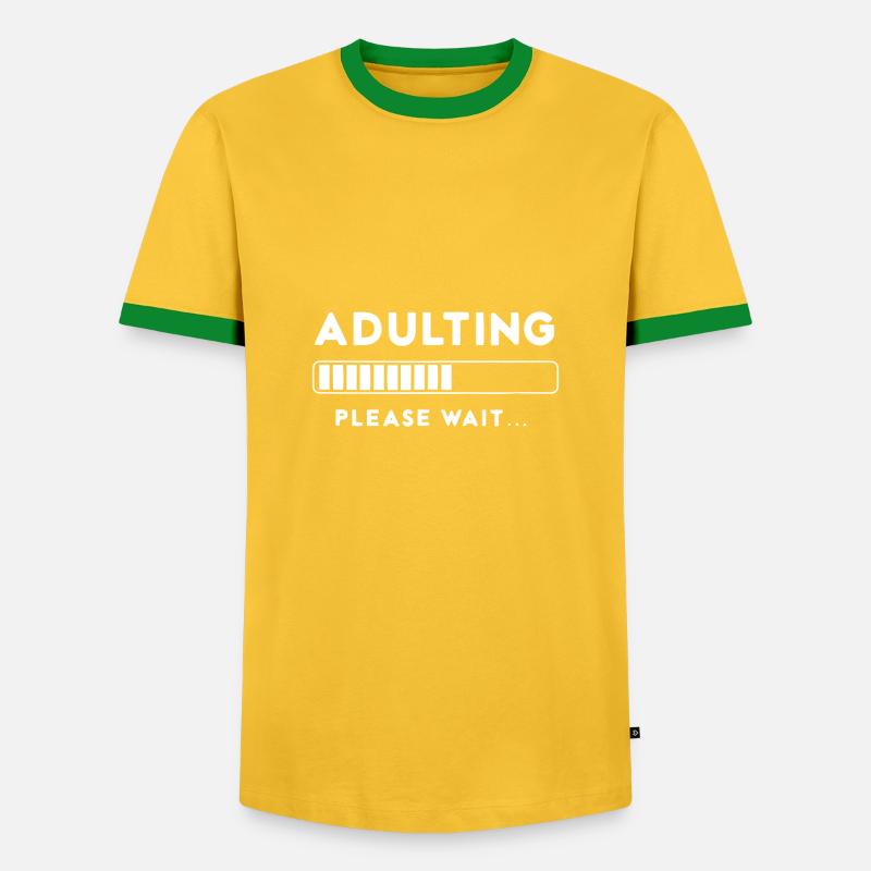Loading endlich erwachsen Gamer Geschenk - Männer Kontrast-T-Shirt - Gelb/Grün 