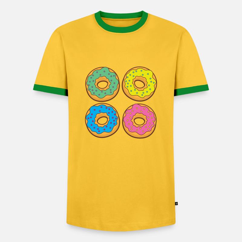 Four doughnuts donuts - Men's Ringer Shirt - yellow/green 