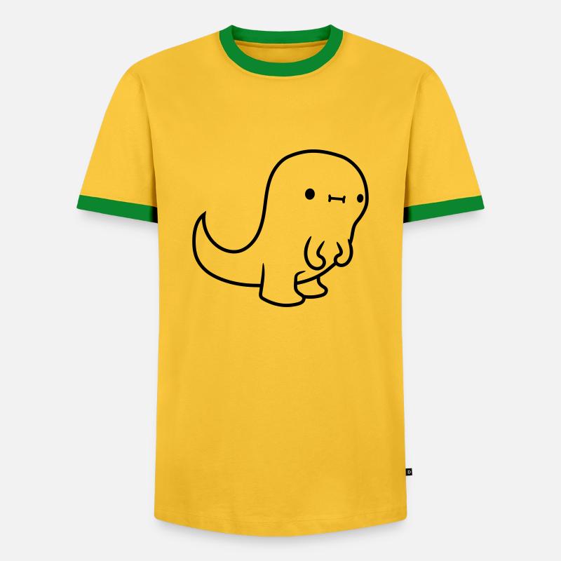 Small T Rex - Men's Ringer Shirt - yellow/green 