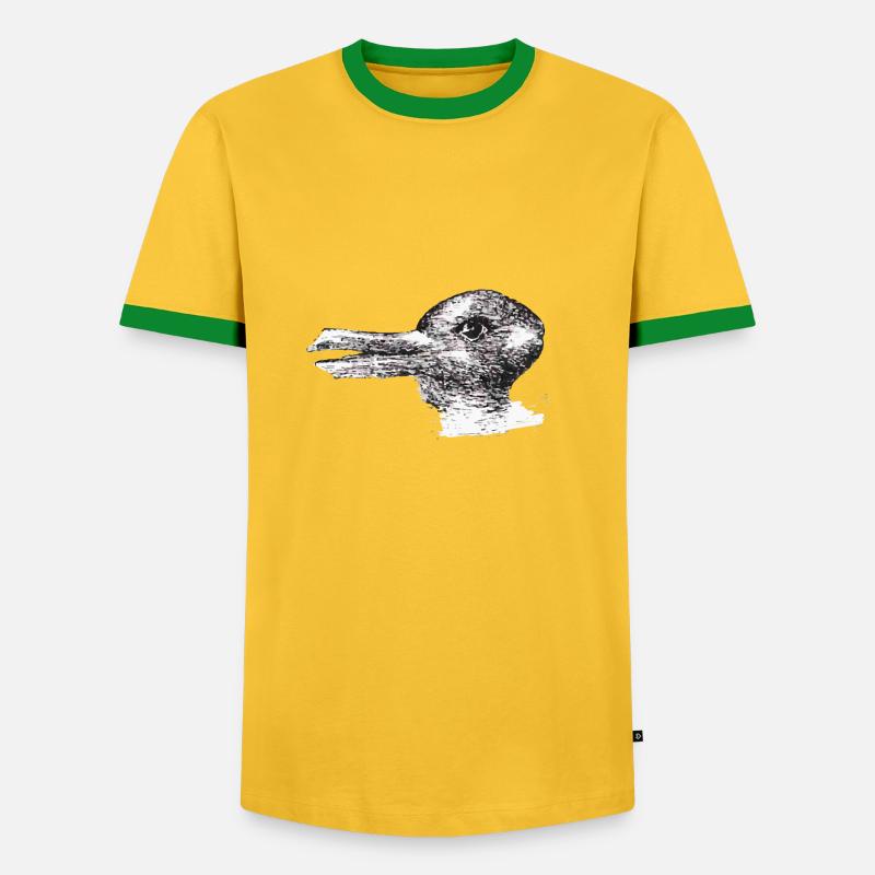 ente oder hase - Männer Kontrast-T-Shirt - Gelb/Grün 