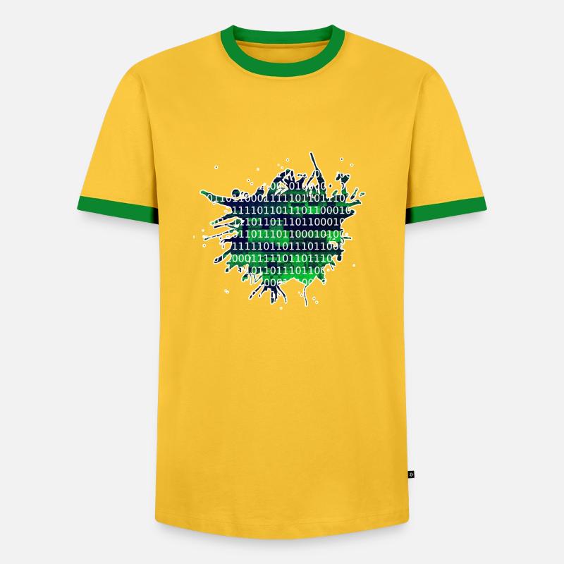 Binary - Men's Ringer Shirt - yellow/green 