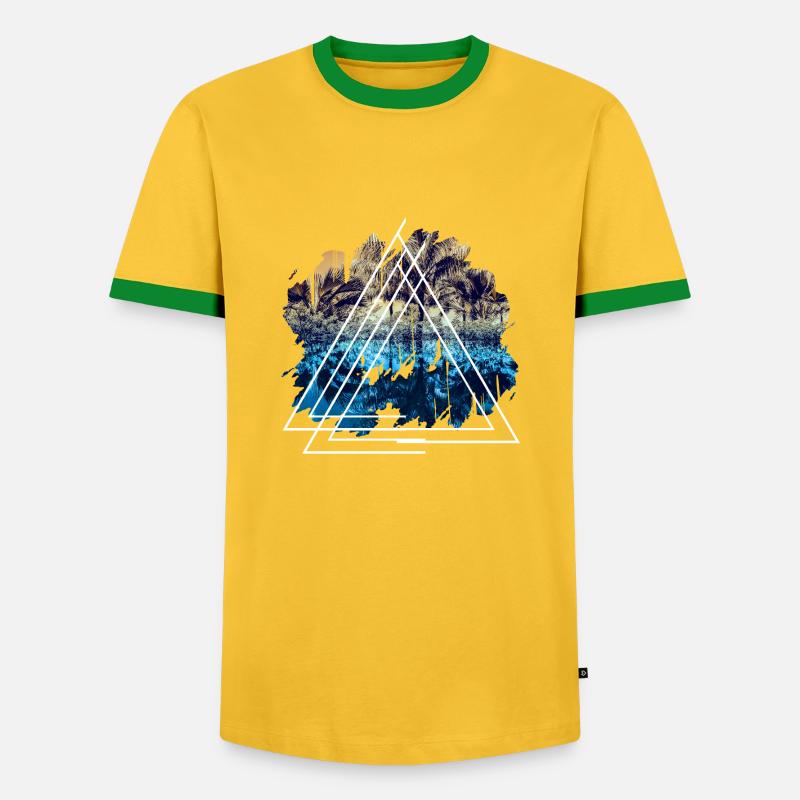 Vacation landscape triangular shape gift - Men's Ringer Shirt - yellow/green