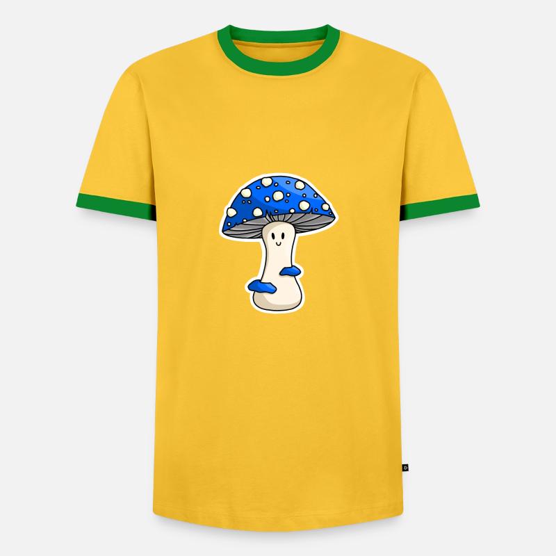 Happy Blue Toadstool - Männer Kontrast-T-Shirt - Gelb/Grün 