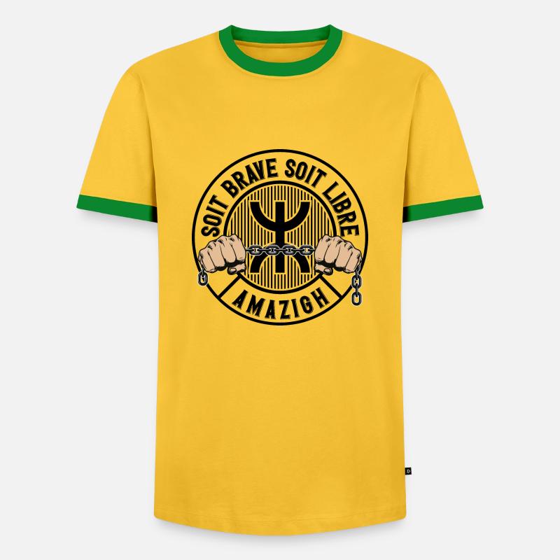 Entweder mutig oder frei. Amazigh. - Männer Kontrast-T-Shirt - Gelb/Grün