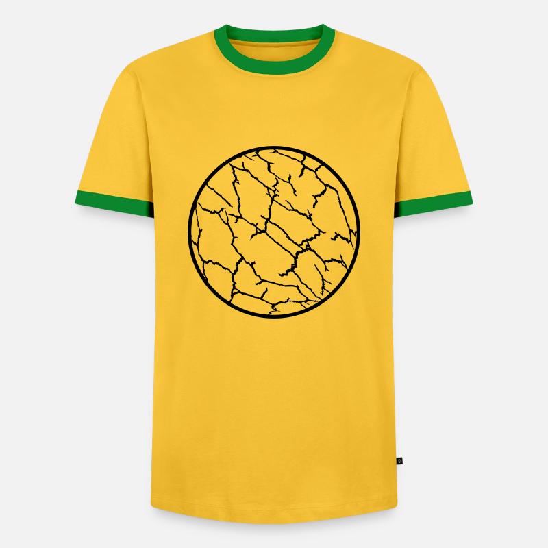 Cracks Pattern Planet Ball - Men's Ringer Shirt - yellow/green