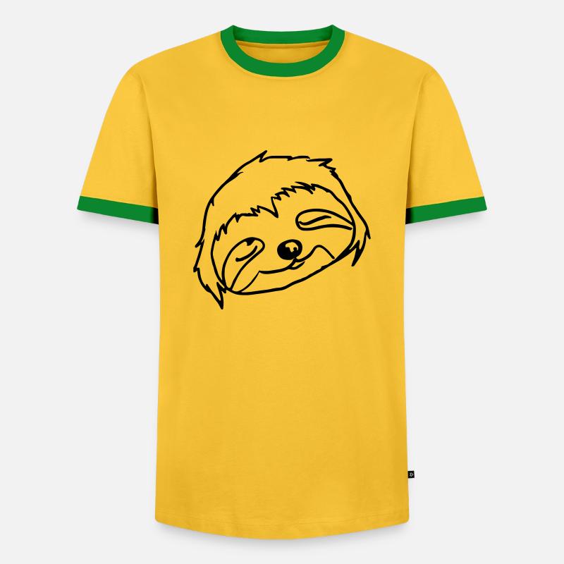 Sleeping Sloth Face - Men's Ringer Shirt - yellow/green