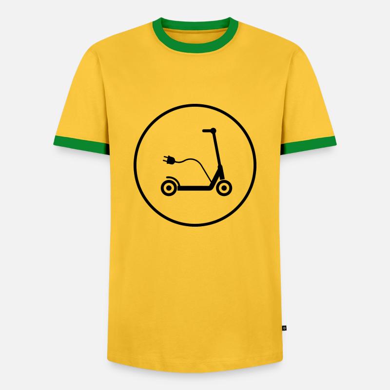 E-Scooter E-Roller Scooter - Männer Kontrast-T-Shirt - Gelb/Grün
