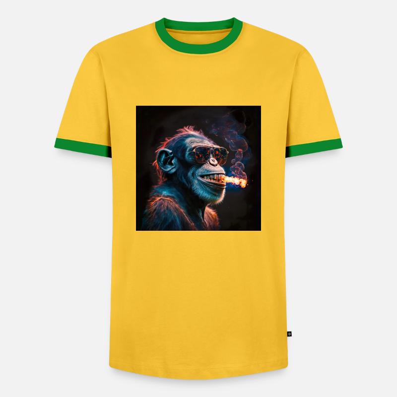 Cool Monkey, generative ai - Men's Ringer Shirt - yellow/green 
