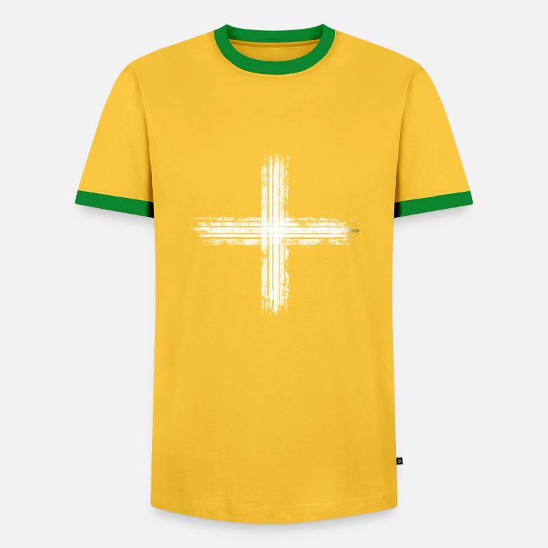 White plus - Men's Ringer Shirt - yellow/green