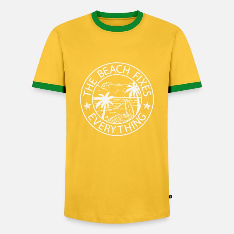 The Beach Fixes Everything - Männer Kontrast-T-Shirt - Gelb/Grün 