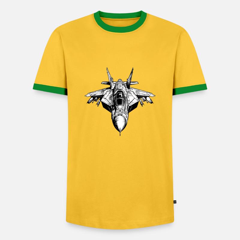 Flamboyant eagle plane - Men's Ringer Shirt - yellow/green 