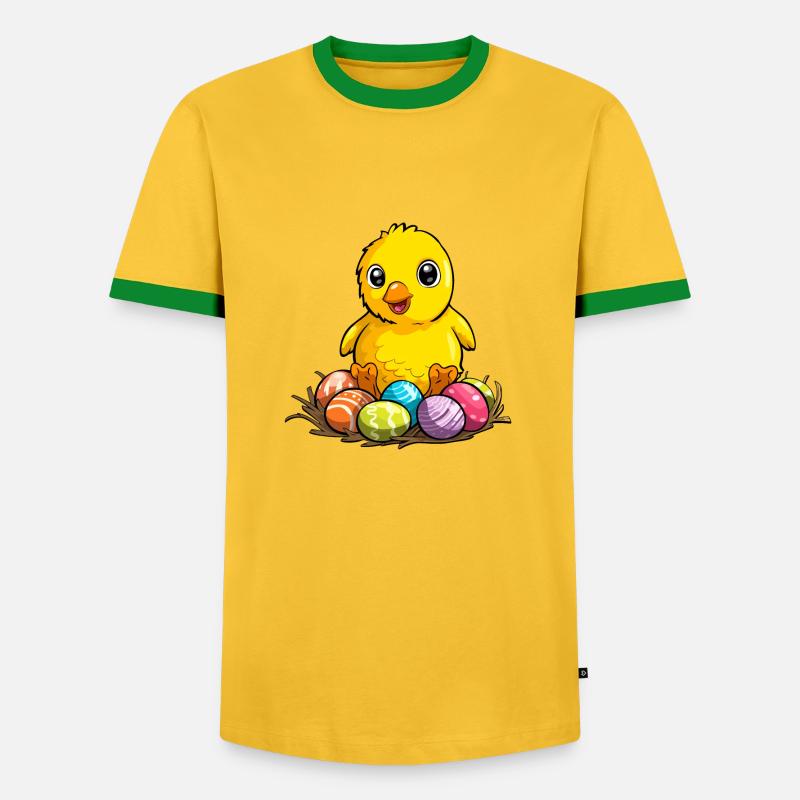 Cute Easter chick - Men's Ringer Shirt - yellow/green 