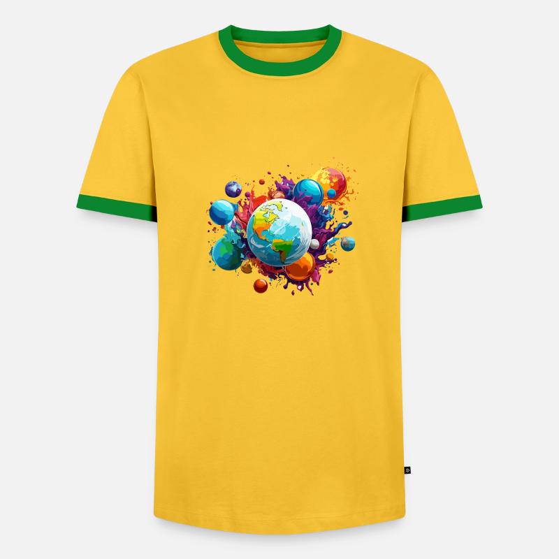 Planets / Solar System / Space / Galaxy - Men's Ringer Shirt - yellow/green