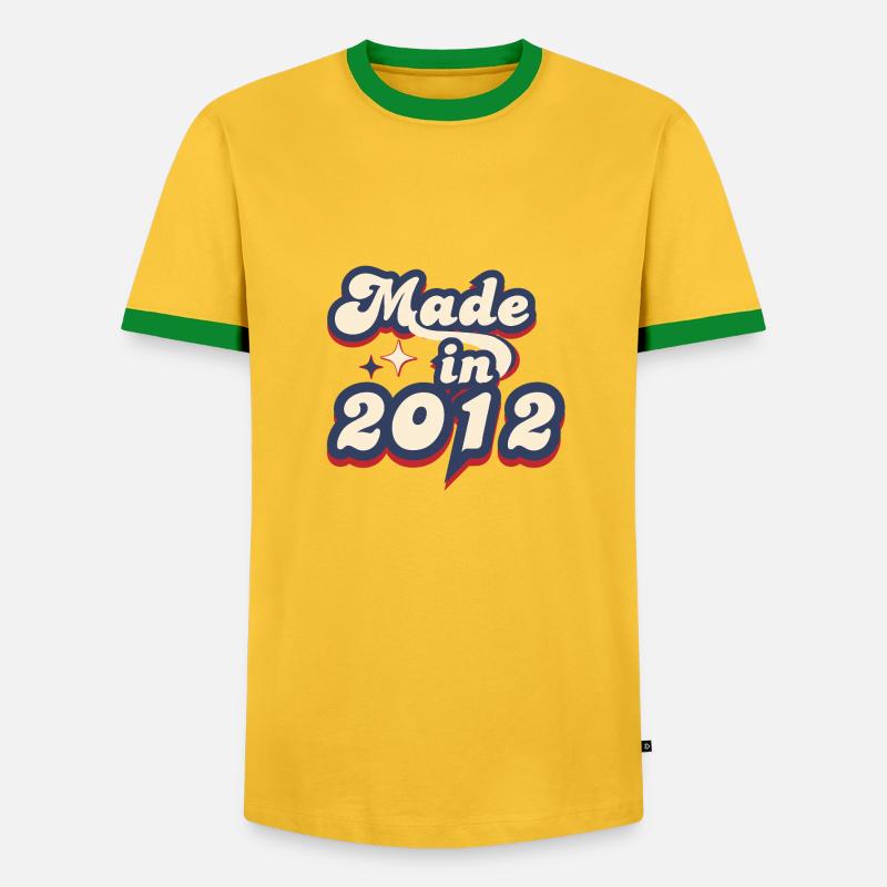 Made in 2012 retro - Men's Ringer Shirt - yellow/green 