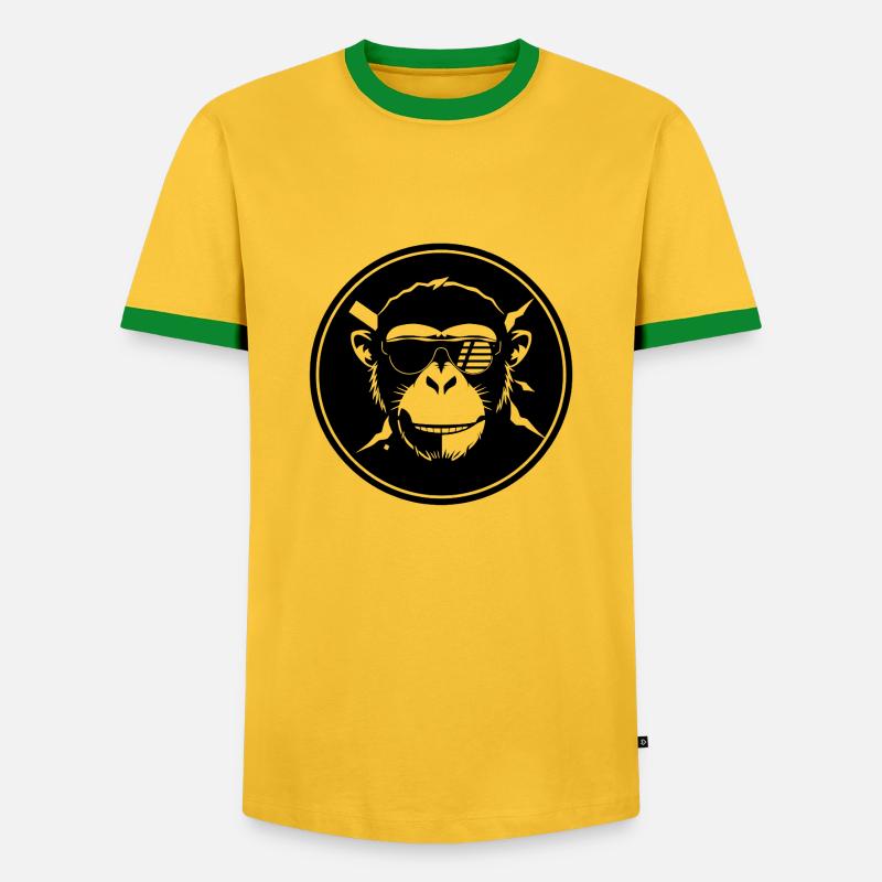 Cool Monkey - Men's Ringer Shirt - yellow/green 